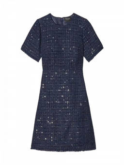 Kate Spade - Navy Blue Crew Neck Tweed Mini Dress
