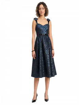 Kate Spade - Navy Blue Sweetheart Neck Midi Dress