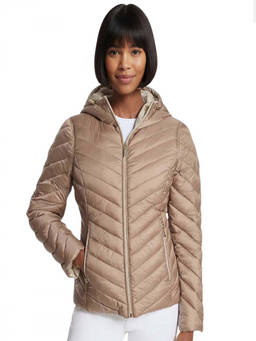 Michael Kors - Taupe Logo Quilted Reversible Jacket