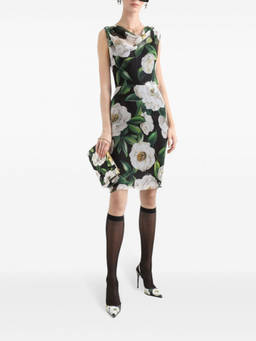 Dolce&Gabbana - Black Gardenia-Print Chiffon Midi Dress (M)