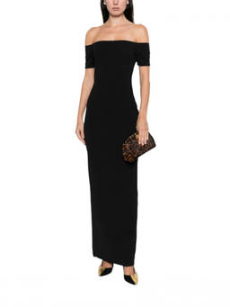 SOLACE London - Black Off-Shoulder Maxi Dress (M)