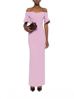 SOLACE London - Pink Off-Shoulder Maxi Dress (XS)