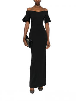 SOLACE London - Black Off-shoulder Maxi Dress