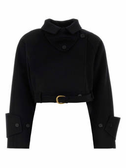 Chloe - Black Solid Shirt Collar Jacket (XL)