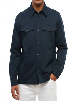 Department 5 - Blue Regular Solid Overshirt (S)