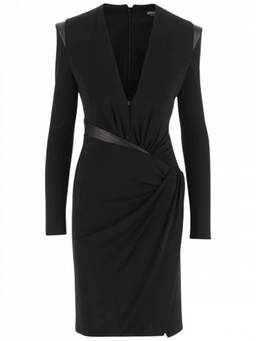 Versace - Black Long-sleeved Gathered Dress