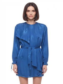 Stella McCartney - Blue Textured Round Neck Mini Dress