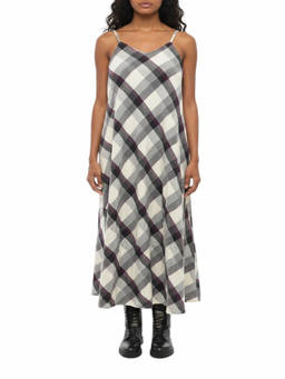 Woolrich - Black White Checks V Neck Midi Dress