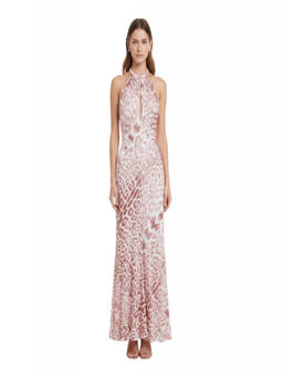 Roberto Cavalli - Pink Animal Print Halter Neck Maxi Dress (M)