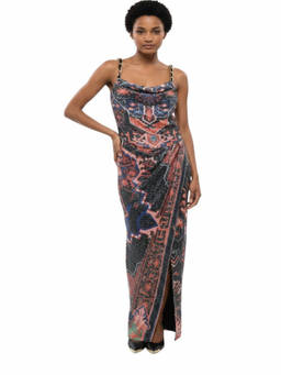 BALMAIN - Multicolor Paisley Scoop Neck Maxi Dress