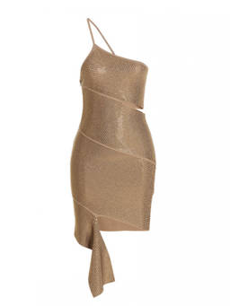 Andreadamo - Beige Sequin One Shoulder Dress (M)