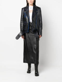 OFF-WHITE - Black Contrast-Trim Leather Jacket (S)