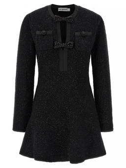 self-portrait - Black Sequin Knit Mini Dress (XS)