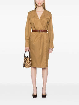 Saint Laurent - Brown Cotton Twill Midi Dress