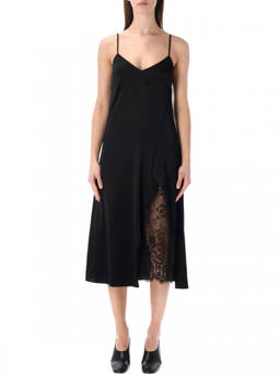 Acne Studios - Black Solid V Neck Midi Dress
