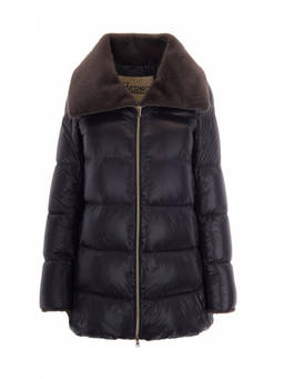 Herno - Black Quilted Shawl Neck Jacket