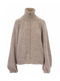 Fabiana Filippi - Beige Textured Mock Collar Jacket