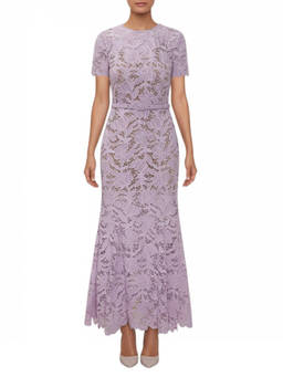 self-portrait - Purple Lace Crew Neck Maxi Dress