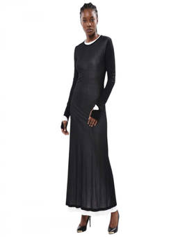 Helmut Lang - Black Round Neck Maxi Dress
