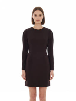 Parosh - Dark Brown Round Neck Mini Dress