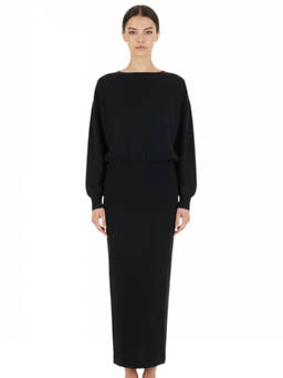 Parosh - Black Boat Neck Maxi Dress
