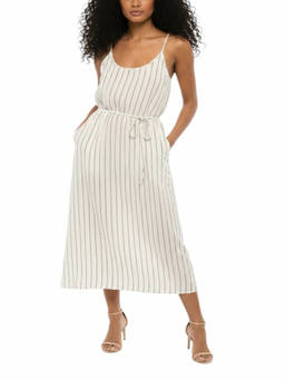 Woolrich - Black White Stripes Scoop Neck Midi Dress