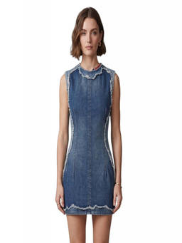 Acne Studios - Light Blue Distressed Round Neck Mini Dress (XS)