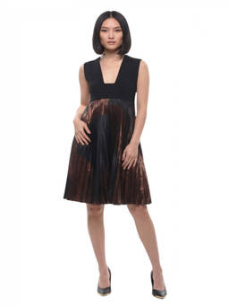 Stella McCartney - Black Pleated V Neck Dress