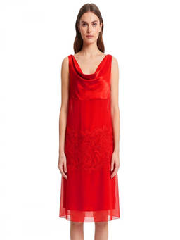 Ferragamo - Red Lace Cowl Neck Midi Dress