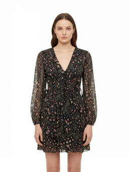 Marant Etoile - Black Floral V Neck Mini Dress (S)