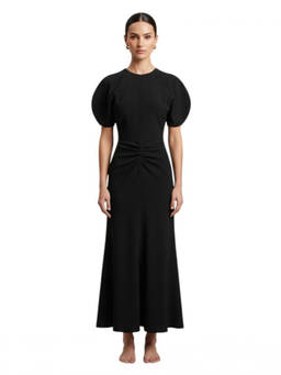 Victoria Beckham - Black Round Neck Midi Dress (XS)