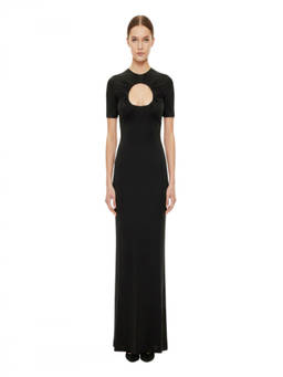 Marine Serre - Black Solid Round Neck Maxi Dress (S)