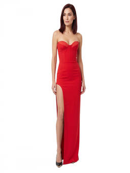 MONOT - Red Sweet Heart Neck Maxi Dress (S)
