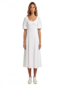 Kenzo - White Embroidered Scoop Neck Midi Dress (3XS)