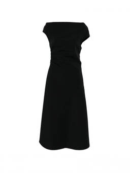 Parosh - Black Boat Neck Midi Dress