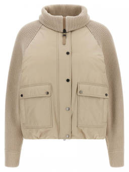Brunello Cucinelli - Beige Solid Mock Collar Jacket