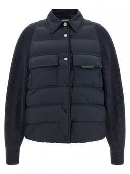 Brunello Cucinelli - Blue Quilted Shirt Collar Jacket