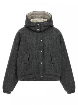 Brunello Cucinelli - Grey Textured Hood Jacket