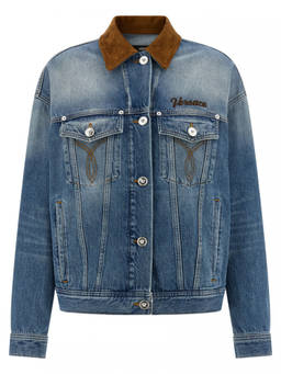 Versace - Blue Solid Shirt Collar Jacket