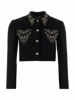 Versace - Black Embellished Shirt Collar Jacket