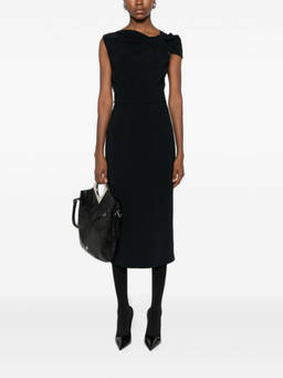Givenchy - Black Draped Midi Dress (S)