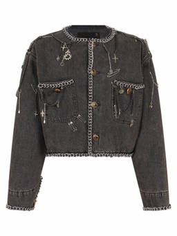 R13 - Grey Embellished Round Neck Jacket (M)