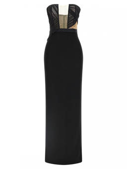 Nensi Dojaka - Black Corsetted Draped Maxi dress