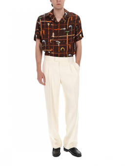 Drole De Monsieur - Brown Relaxed Printed Shirt