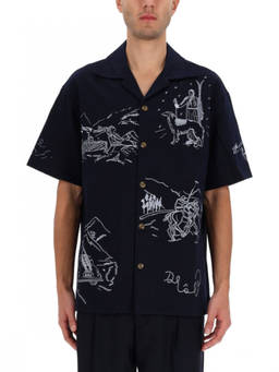 Drole De Monsieur - Navy Blue Embroidered Shirt (S)