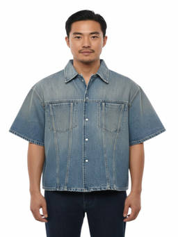 1989 STUDIO - Blue Short Sleeves Denim Shirt
