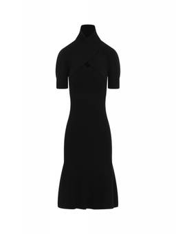 Patou - Black Wool Scarf Draped Dress (M)