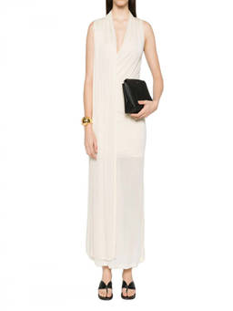 Toteme - Beige V-Neck Overlapped Scarf Dress