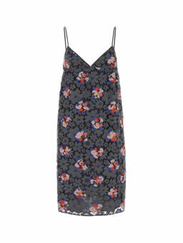 Fendi - Grey V-Neck Printed Lace Dress