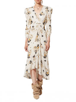 Isabel Marant - Off White Floral V Neck Midi Dress (S)
